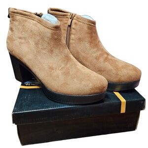 Hawkwell Light Brown Faux Suede Ankle Booties – Size 41